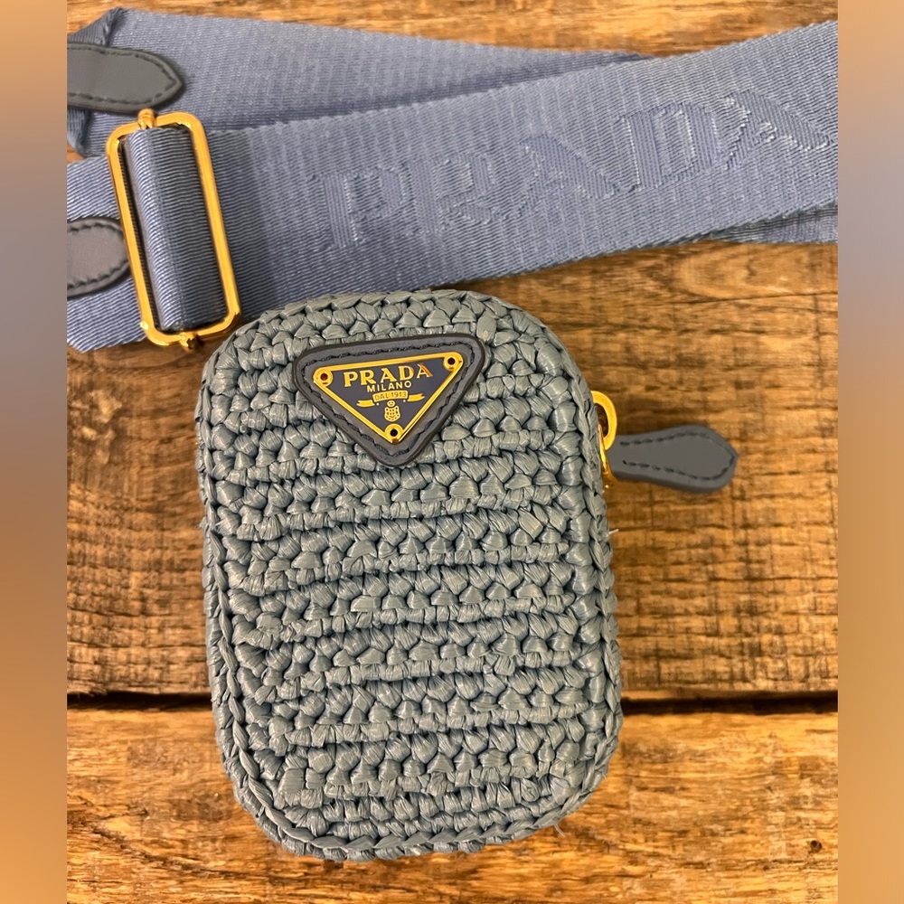 Prada Re-edition 2005 Raffia Coin Purse & Shoulder Strap Accessory - Picture 7 of 9